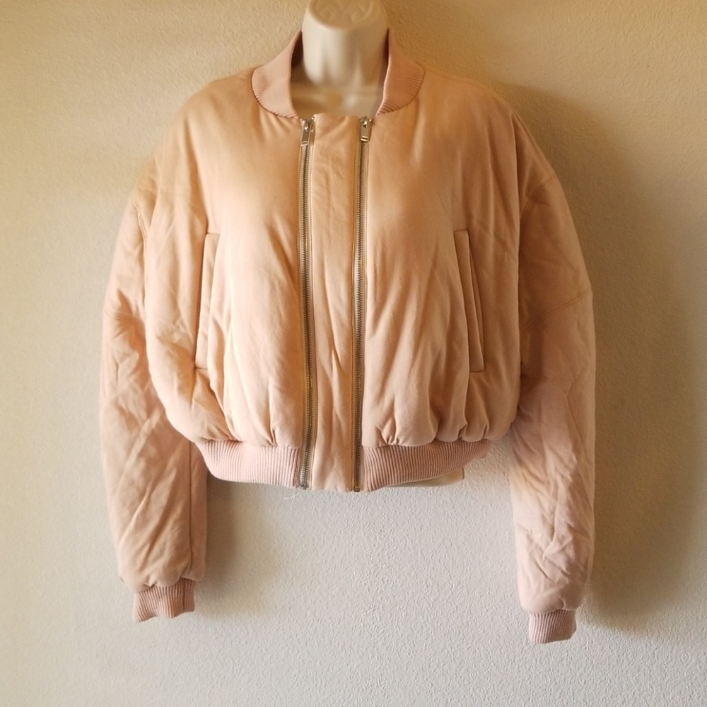 Zara Studio Plush Double Zipper Bomber Jacket M-L